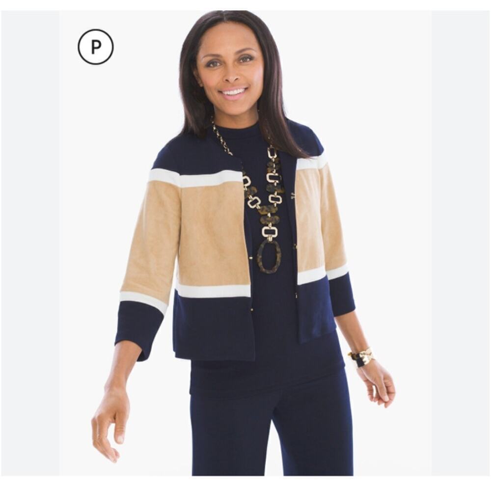 Chicos Travelers Colorblock Jacket Size 2 / Large